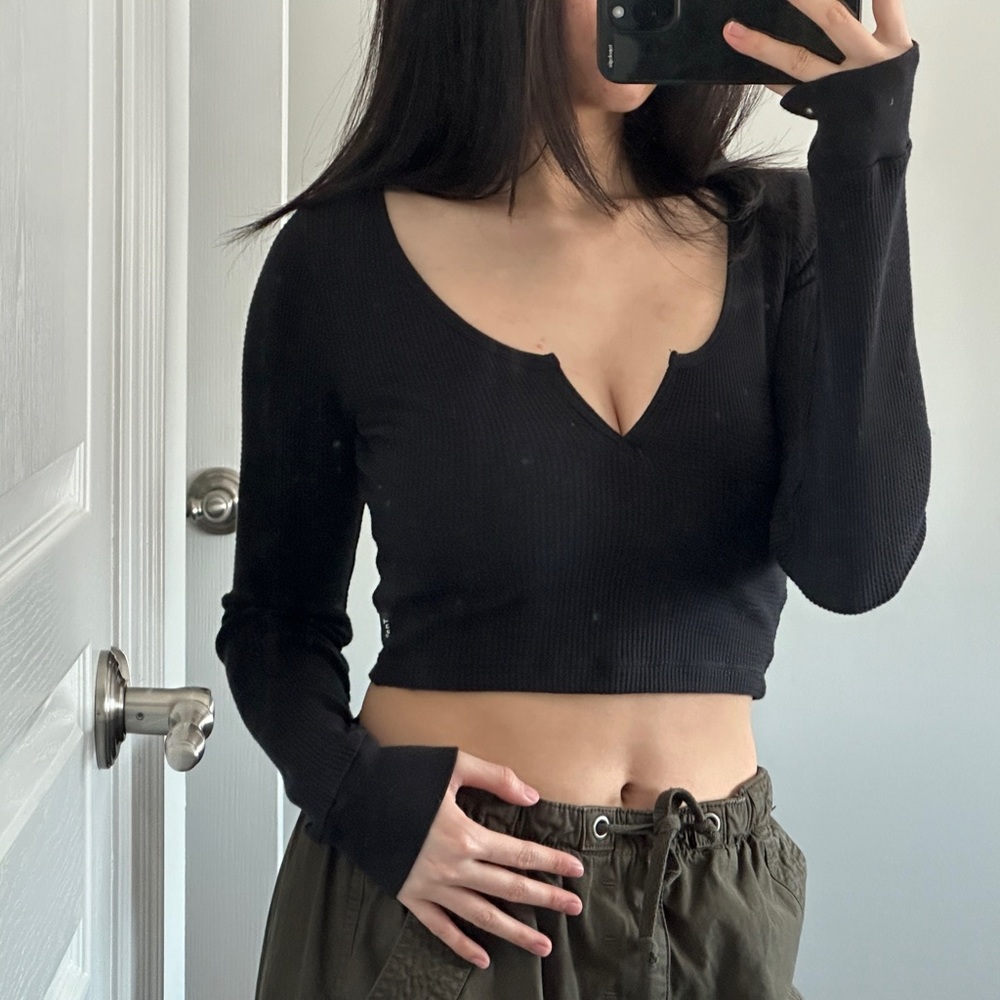Waffle knit long sleeve